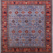 Square Mid-Century Modern Red Oriental Rug, urb2324