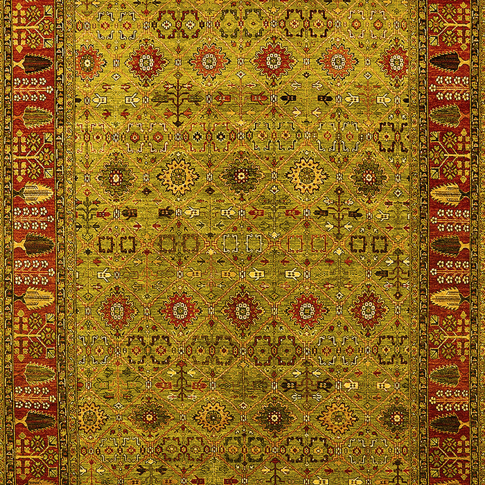 Machine Washable Oriental Yellow Industrial Rug, wshurb2324yw