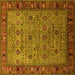 Square Machine Washable Oriental Yellow Industrial Rug, wshurb2324yw