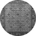 Round Machine Washable Oriental Gray Industrial Rug, wshurb2324gry