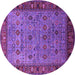 Round Machine Washable Oriental Purple Industrial Area Rugs, wshurb2324pur