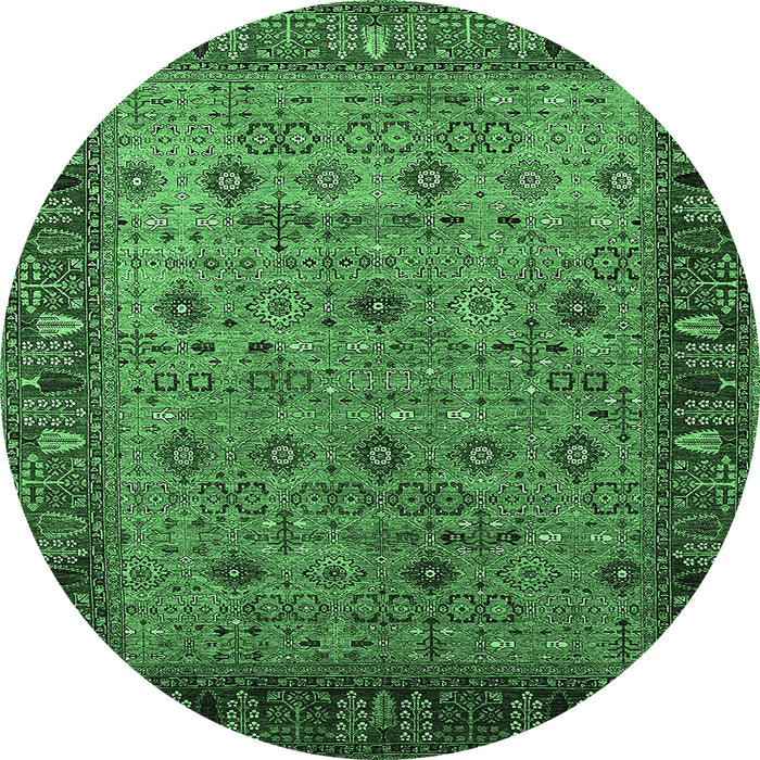 Round Oriental Emerald Green Industrial Rug, urb2324emgrn