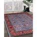 Mid-Century Modern Red Oriental Rug in Family Room, urb2324