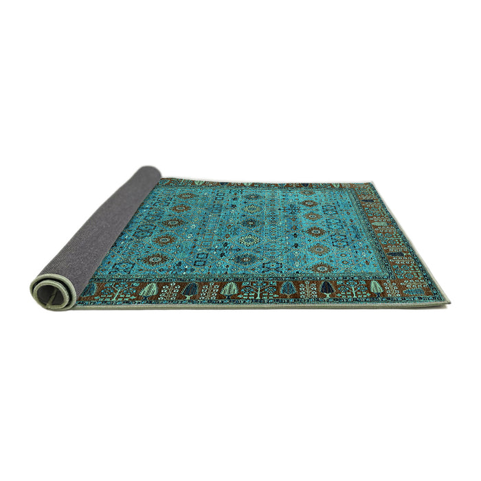 Sideview of Oriental Turquoise Industrial Rug, urb2324turq
