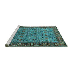 Sideview of Machine Washable Oriental Turquoise Industrial Area Rugs, wshurb2324turq