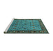 Sideview of Machine Washable Oriental Turquoise Industrial Area Rugs, wshurb2324turq