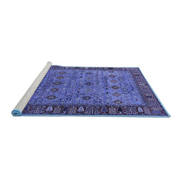 Sideview of Machine Washable Oriental Blue Industrial Rug, wshurb2324blu