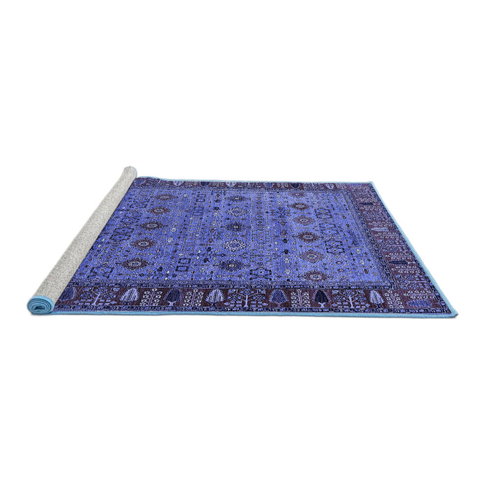 Sideview of Machine Washable Oriental Blue Industrial Rug, wshurb2324blu