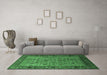 Machine Washable Oriental Emerald Green Industrial Area Rugs in a Living Room,, wshurb2324emgrn