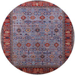 Round Mid-Century Modern Red Oriental Rug, urb2324