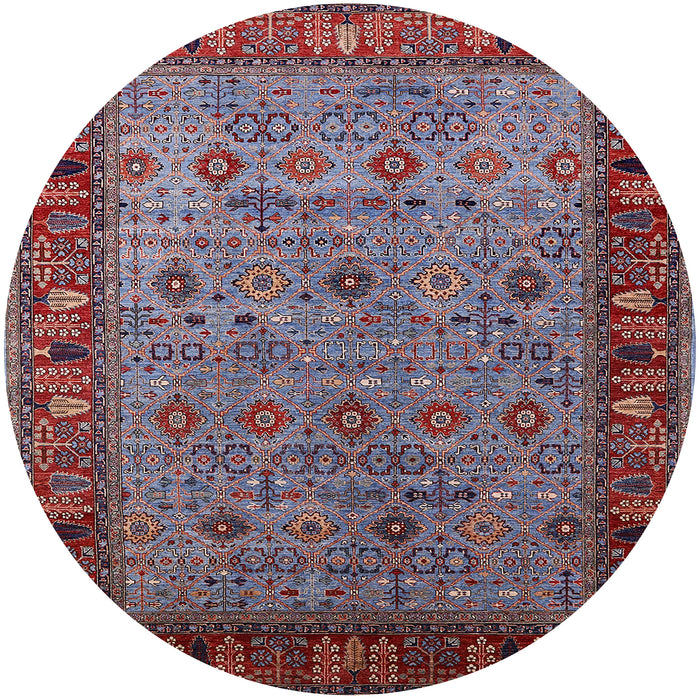 Round Mid-Century Modern Red Oriental Rug, urb2324
