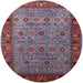 Round Mid-Century Modern Red Oriental Rug, urb2324