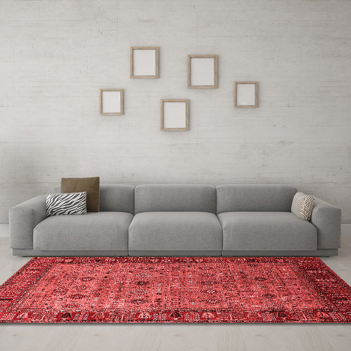 Industrial Red Washable Rugs