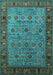 Machine Washable Oriental Turquoise Industrial Area Rugs, wshurb2324turq