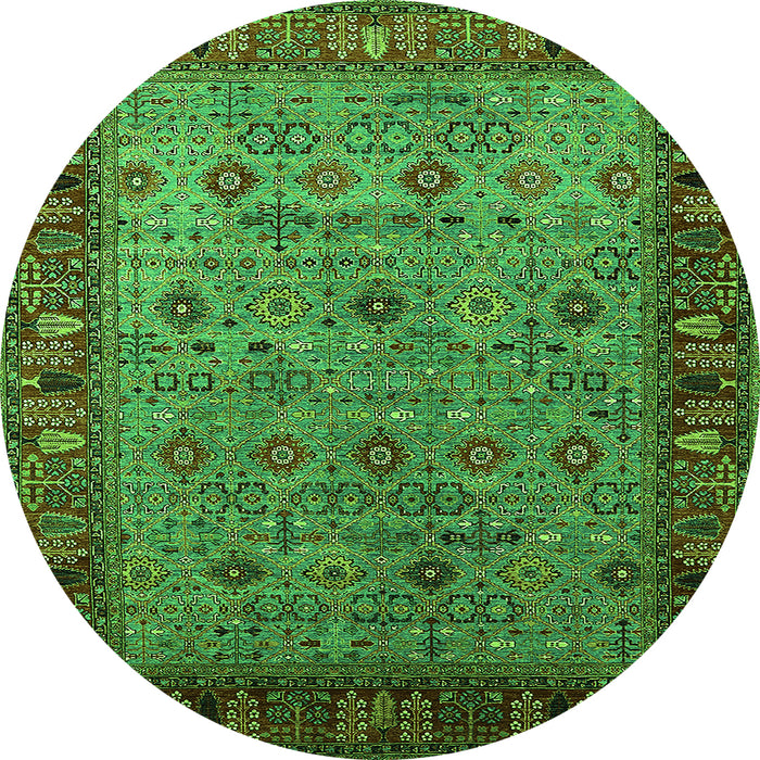 Round Oriental Green Industrial Rug, urb2324grn