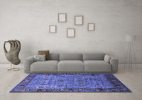 Machine Washable Oriental Blue Industrial Rug, wshurb2324blu