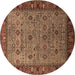 Round Oriental Brown Industrial Rug, urb2324brn