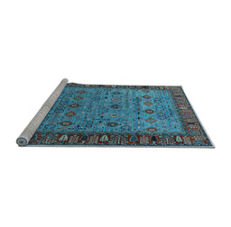 Sideview of Machine Washable Oriental Light Blue Industrial Rug, wshurb2324lblu