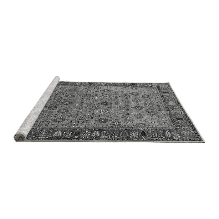 Sideview of Machine Washable Oriental Gray Industrial Rug, wshurb2324gry