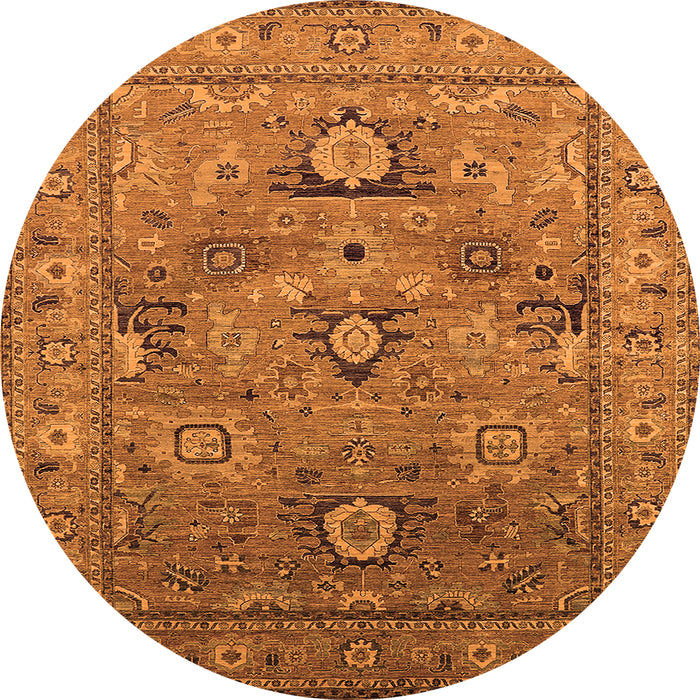 Round Oriental Orange Industrial Rug, urb2325org