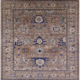 Square Mid-Century Modern Rosy Brown Pink Oriental Rug, urb2325