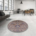 Round Machine Washable Industrial Modern Rosy Brown Pink Rug in a Office, wshurb2325