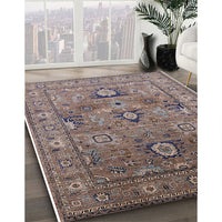 Mid-Century Modern Rosy Brown Pink Oriental Rug, urb2325