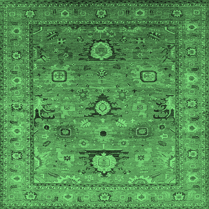 Square Machine Washable Oriental Emerald Green Industrial Area Rugs, wshurb2325emgrn