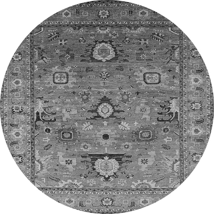 Round Machine Washable Oriental Gray Industrial Rug, wshurb2325gry