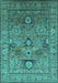 Machine Washable Oriental Turquoise Industrial Area Rugs, wshurb2325turq