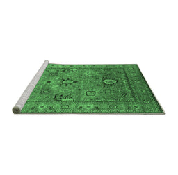 Sideview of Machine Washable Oriental Emerald Green Industrial Area Rugs, wshurb2325emgrn
