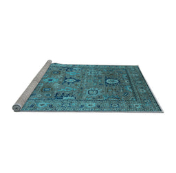 Sideview of Machine Washable Oriental Light Blue Industrial Rug, wshurb2325lblu