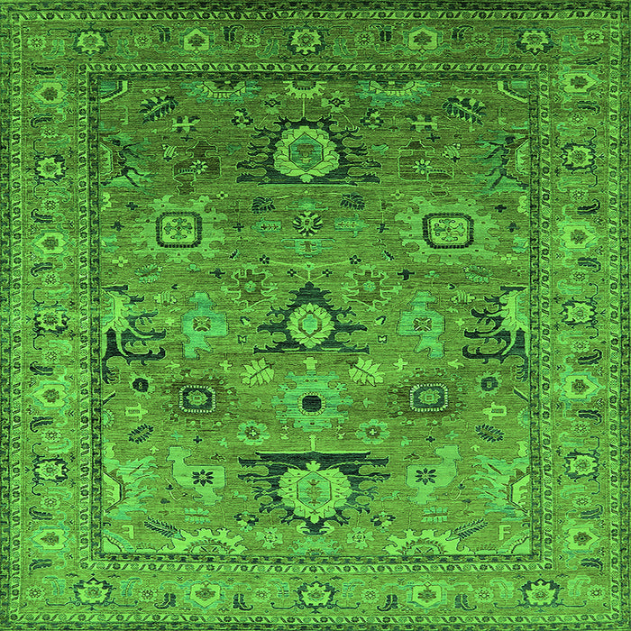Square Machine Washable Oriental Green Industrial Area Rugs, wshurb2325grn