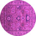 Round Machine Washable Oriental Pink Industrial Rug, wshurb2325pnk