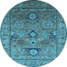 Round Oriental Light Blue Industrial Rug, urb2325lblu