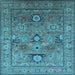 Square Machine Washable Oriental Light Blue Industrial Rug, wshurb2325lblu