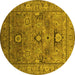 Round Oriental Yellow Industrial Rug, urb2325yw