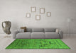 Machine Washable Oriental Green Industrial Area Rugs in a Living Room,, wshurb2325grn