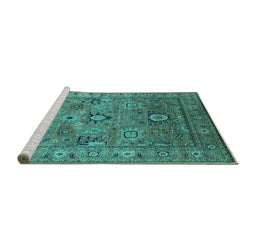 Sideview of Machine Washable Oriental Turquoise Industrial Area Rugs, wshurb2325turq