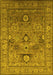 Machine Washable Oriental Yellow Industrial Rug, wshurb2325yw