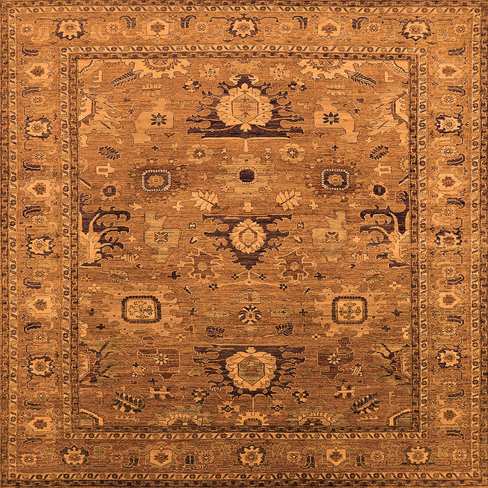 Square Machine Washable Oriental Orange Industrial Area Rugs, wshurb2325org