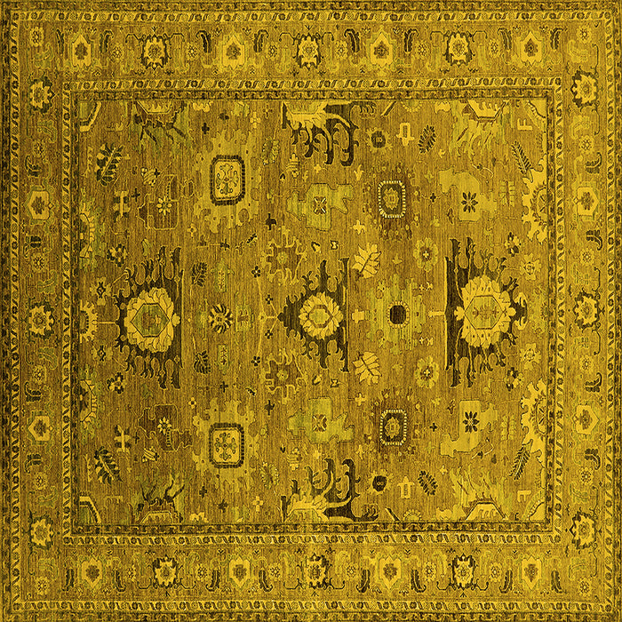 Square Machine Washable Oriental Yellow Industrial Rug, wshurb2325yw
