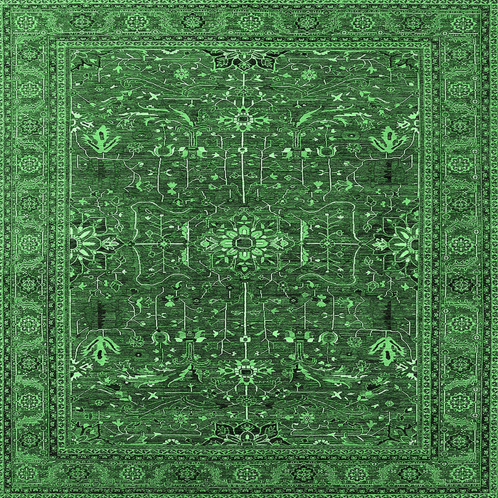 Square Oriental Emerald Green Industrial Rug, urb2326emgrn