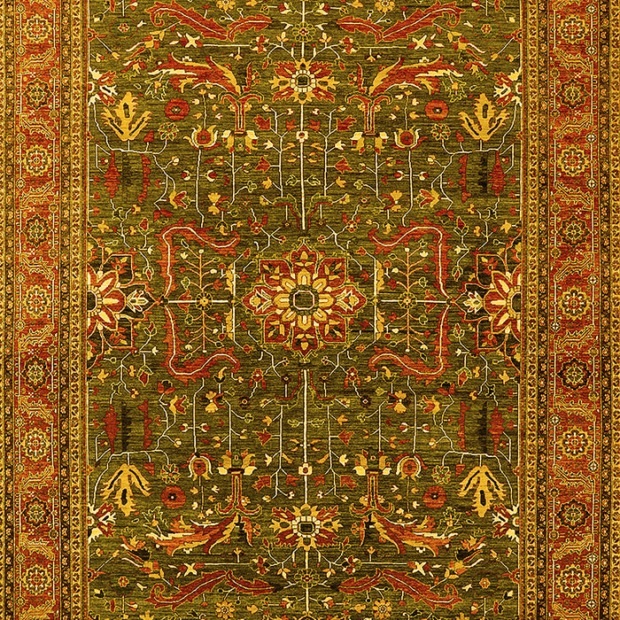 Machine Washable Oriental Yellow Industrial Rug, wshurb2326yw