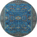 Round Oriental Light Blue Industrial Rug, urb2326lblu