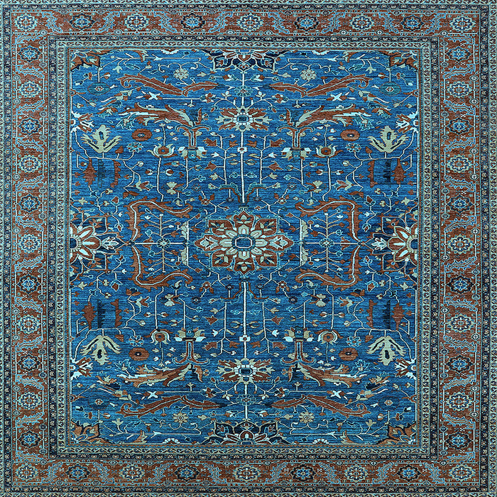 Square Machine Washable Oriental Light Blue Industrial Rug, wshurb2326lblu