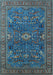 Machine Washable Oriental Light Blue Industrial Rug, wshurb2326lblu