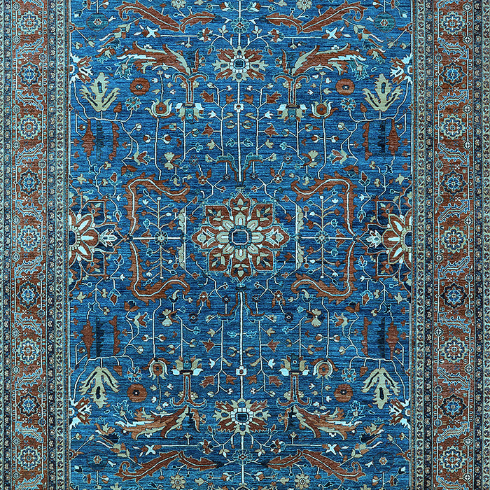 Machine Washable Oriental Light Blue Industrial Rug, wshurb2326lblu