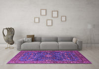 Machine Washable Oriental Purple Industrial Rug, wshurb2326pur