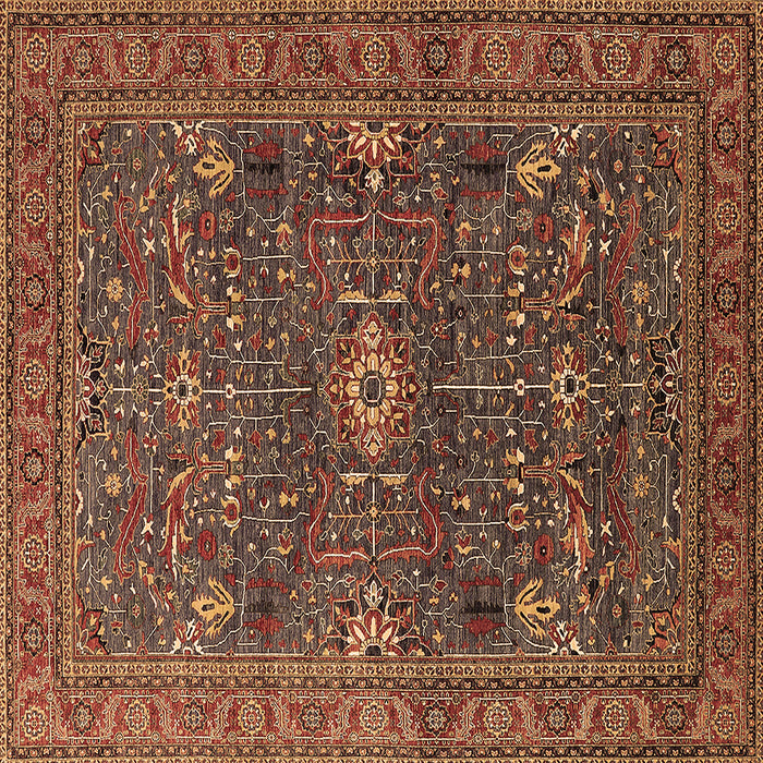 Square Oriental Brown Industrial Rug, urb2326brn